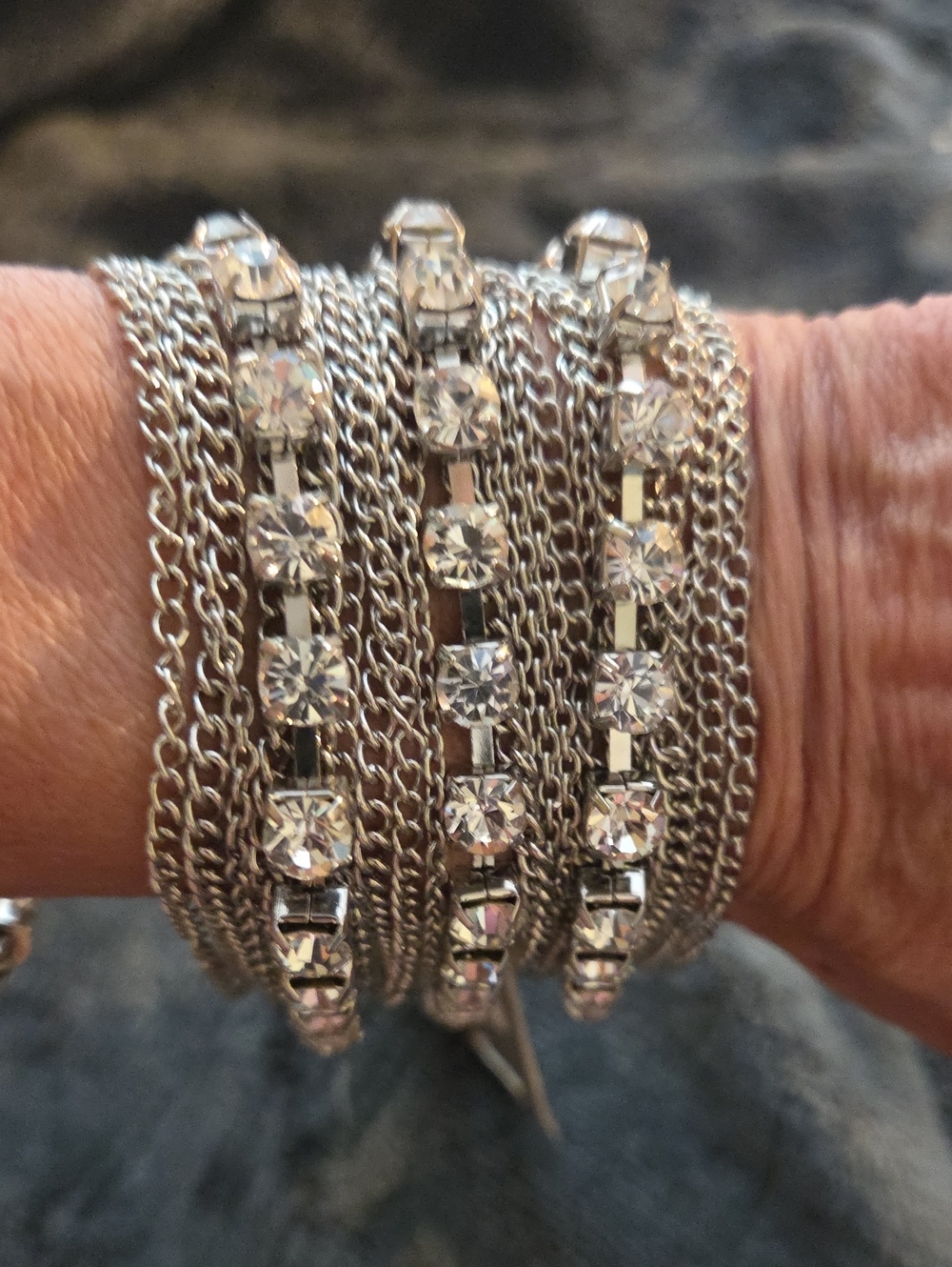 Scorpio,Silver Tone, Crystal,and Chain Multi-Row Bracelet